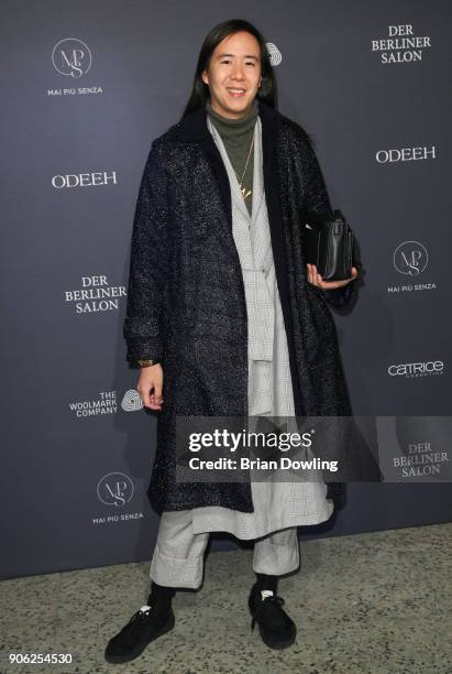 Fashion designer William Fan attends Odeeh Defile during 'Der Berliner Salon' AW 18/19 on January 17, 2018 in Berlin, Germany.