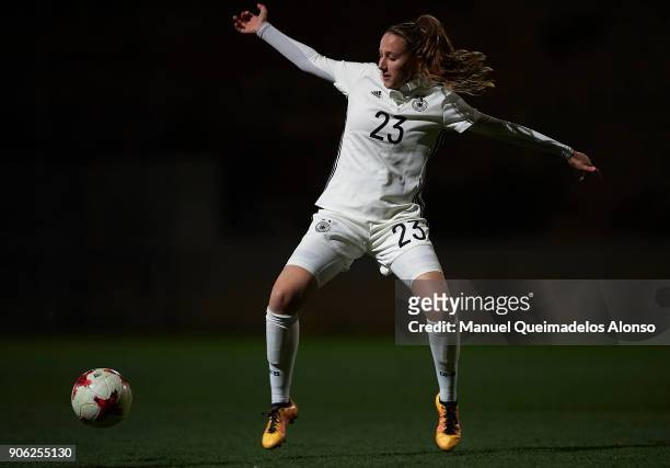 Emma Richter of Germany in action during the international friendly match between U17 Girl's Germany and U17 Girl's England at Complex Esportiu...
