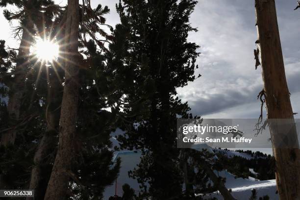 Jessika Jenson competes in the qualifying round of the Ladies' Snowboard Slopestyle during the Toyota U.S. Grand Prix on on January 17, 2018 in...