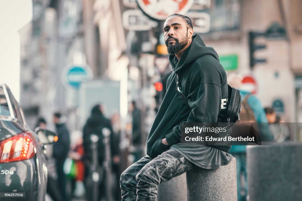 Street Style -Paris Fashion Week - Menswear Fall Winter 2018-2019 : Day Two