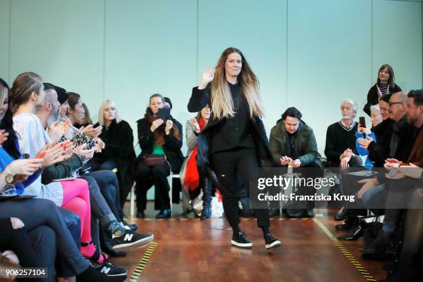 Designer Rebekka Ruetz during the Rebekka Ruetz Fashion Show at Embassy of Austria on January 17, 2018 in Berlin, Germany.