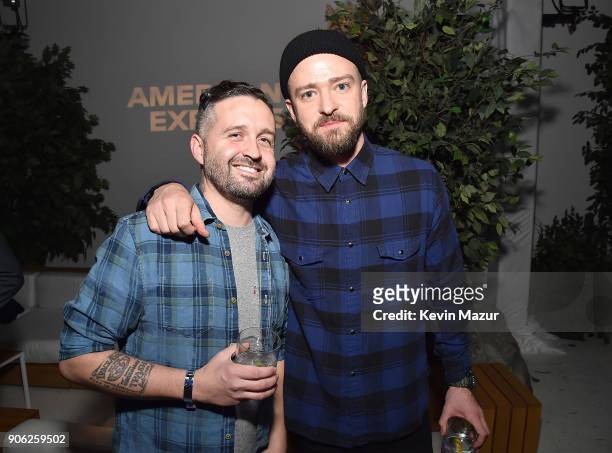 Trace Ayala and Justin Timberlake attend American Express x Justin Timberlake "Man Of The Woods" listening session at Skylight Clarkson Sq on January...