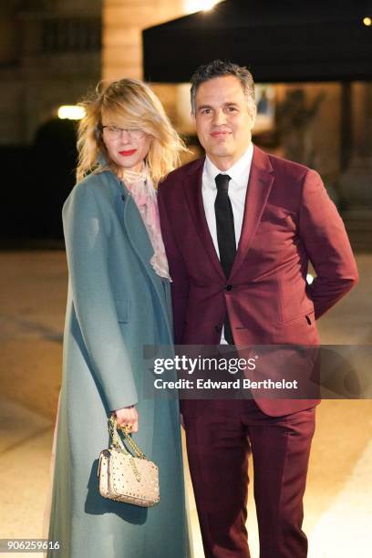 Mark Ruffalo and Sunrise Coigney, outside Valentino, during Paris Fashion Week - Menswear Fall Winter 2018/2019, on January 17, 2018 in Paris, France.