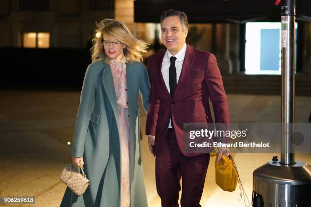 Mark Ruffalo and Sunrise Coigney, outside Valentino, during Paris Fashion Week - Menswear Fall Winter 2018/2019, on January 17, 2018 in Paris, France.