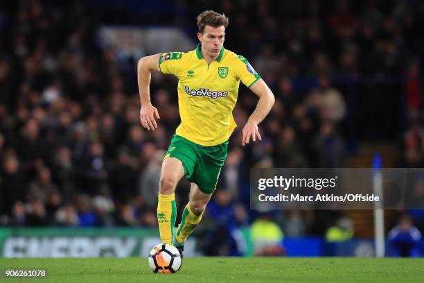Christoph Zimmermann of Norwich City during the Emirates FA Cup Third Round Replay match between Chelsea and Norwich City at Stamford Bridge on...
