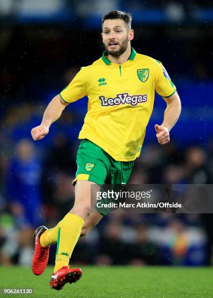 Wes Hoolahan of Norwich City during the Emirates FA Cup Third Round Replay match between Chelsea and Norwich City at Stamford Bridge on January 17,...