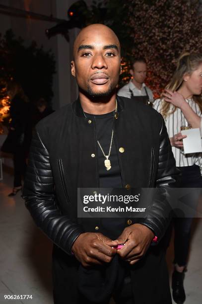 Charlamagne Tha God attends American Express x Justin Timberlake "Man Of The Woods" listening session at Skylight Clarkson Sq on January 17, 2018 in...