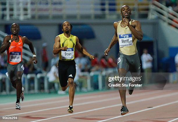 LaShawn Merritt of USA on his way to winning the Mens 400 metres during day one of the IAAF World Athletics Final at the Kaftanzoglio stadium on...