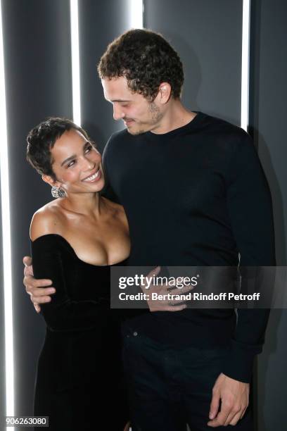 Beauty Makeup Ambassadress, Zoe Kravitz and her companion actor Karl Glusman attend the "YSL Beauty Hotel" event during Paris Fashion Week Menswear...