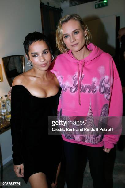 Beauty Makeup Ambassadress, Zoe Kravitz and actress Diane Kruger attend the "YSL Beauty Hotel" event during Paris Fashion Week Menswear Fall/Winter...