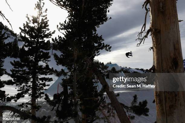 Brock Crouch competes in the qualifying round of Men's Snowboard Slopestyle during the Toyota U.S. Grand Prix on on January 17, 2018 in Mammoth,...