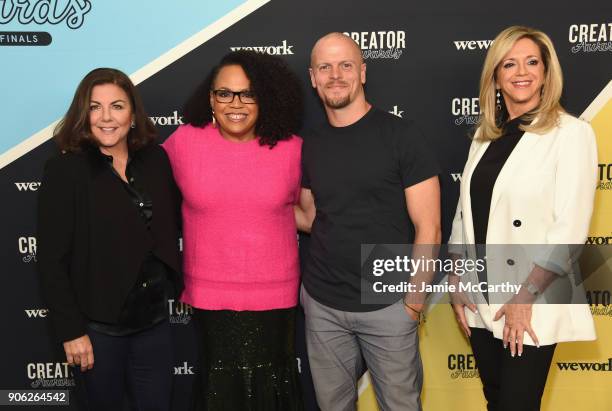 Judges Tamara Steffens, Lisa Price, Tim Ferriss and Joy Mangano attend as WeWork presents Creator Awards Global Finals at the Theater At Madison...