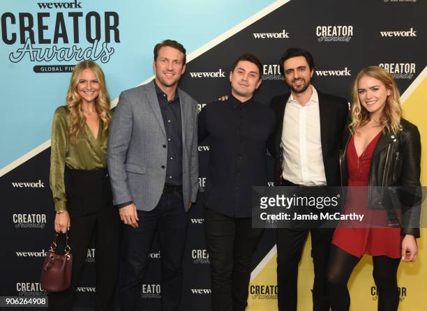 Jackie Miranne, Sean Coffin, Bobby Mirane, Theodora Miranne and guest attend as WeWork presents Creator Awards Global Finals at the Theater At...