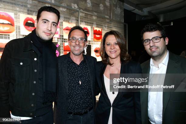 Jean-Victor Meyers, DG L'Oreal, Nicolas Hieronimus, his wife Geraldine and Nicolas Meyers attend the "YSL Beauty Hotel" event during Paris Fashion...