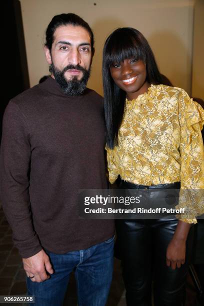 Actors Numar Acar and Karidja Toure attend the "YSL Beauty Hotel" event during Paris Fashion Week Menswear Fall/Winter 2018-2019 on January 17, 2018...