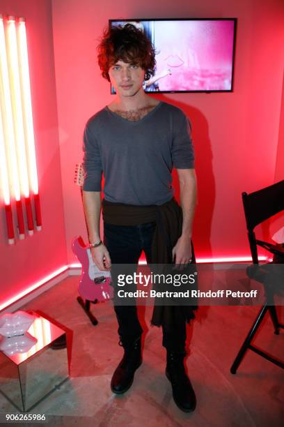 Actor Louka Meliava attends the "YSL Beauty Hotel" event during Paris Fashion Week Menswear Fall/Winter 2018-2019 on January 17, 2018 in Paris,...
