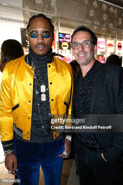 Rapper Future aka Nayvadius DeMun Wilburn and DG L'Oreal, Nicolas Hieronimus attend the "YSL Beauty Hotel" event during Paris Fashion Week Menswear...