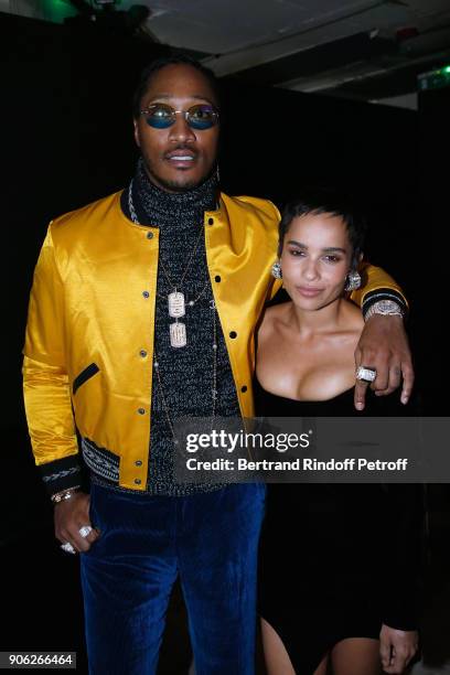 Rapper Future aka Nayvadius DeMun Wilburn and YSL Beauty Makeup Ambassadress, Zoe Kravitz attend the "YSL Beauty Hotel" event during Paris Fashion...