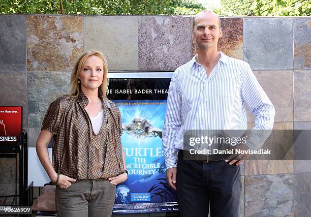 Actress Miranda Richardson and director Nick Stringer attend the "Turtle: The Incredible Journey" Premiere held at Isabel Bader Theatre during the...