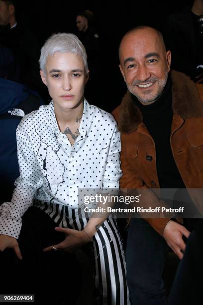 Agathe Mougin and agent Saif Mahdhi attend the Haider Ackermann Menswear Fall/Winter 2018-2019 show as part of Paris Fashion Week on January 17, 2018...