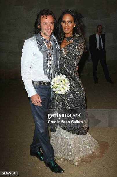 Barbara Becker and Arne Quinze arrive for their wedding party at Belvedere Palace on September 12, 2009 in Potsdam, Germany.