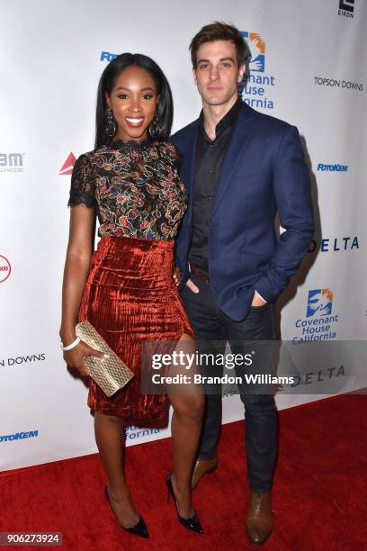 Actors Aeja Lee and Jake Allyn attends the Covenant House of California "An Evening of Dreams" Gala at Dream Hotel on January 17, 2018 in Hollywood,...