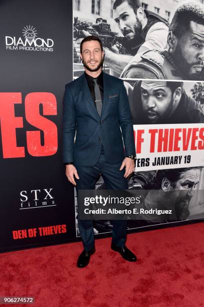 Pablo Schreiber attends the premiere of STX Films' "Den of Thieves" at Regal LA Live Stadium 14 on January 17, 2018 in Los Angeles, California.