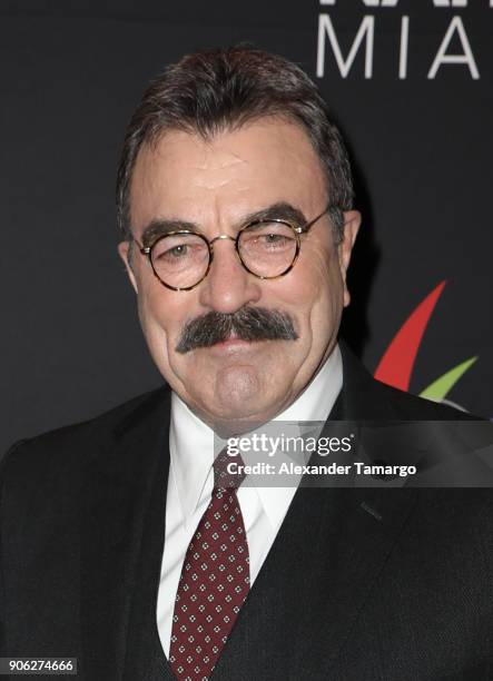 Tom Selleck is seen at the Brandon Tartikoff Legacy Awards at NATPE 2018 at the Fontainebleau Hotel on January 17, 2018 in Miami Beach, Florida.