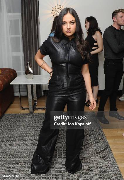 Inanna Sarkis attends Wolk Morais Collection 6 Fashion Show at The Hollywood Roosevelt Hotel on January 17, 2018 in Los Angeles, California.