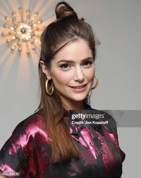 Janet Montgomery attends Wolk Morais Collection 6 Fashion Show at The Hollywood Roosevelt Hotel on January 17, 2018 in Los Angeles, California.