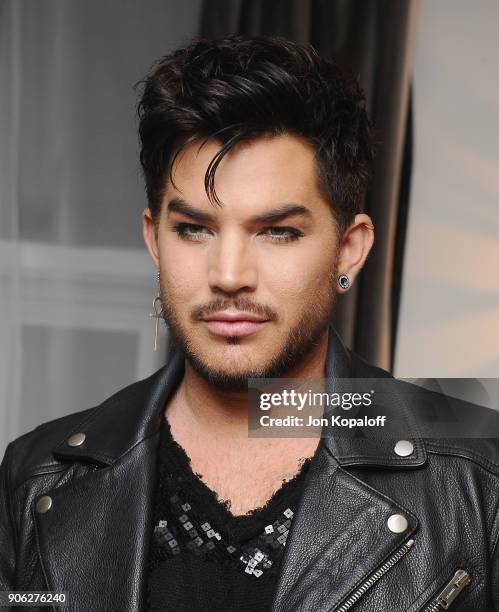 Adam Lambert attends Wolk Morais Collection 6 Fashion Show at The Hollywood Roosevelt Hotel on January 17, 2018 in Los Angeles, California.