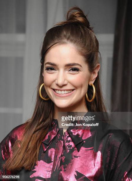 Janet Montgomery attends Wolk Morais Collection 6 Fashion Show at The Hollywood Roosevelt Hotel on January 17, 2018 in Los Angeles, California.