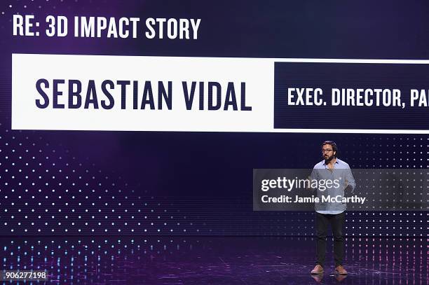 Executive Director at Parallel18, Sebastian Vidal appears on stage as WeWork presents Creator Awards Global Finals at the Theater At Madison Square...