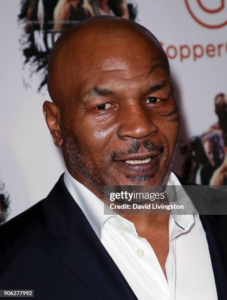 Former boxer Mike Tyson attends the premiere of Well Go USA Entertainment's "Kickboxer: Retaliation" at ArcLight Cinemas on January 17, 2018 in...