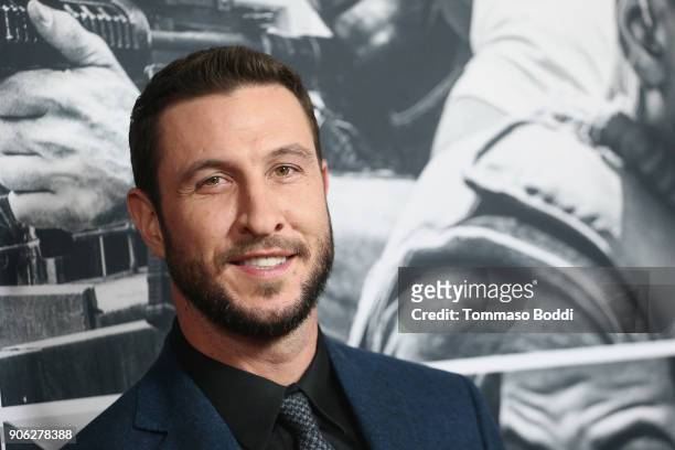 Pablo Schreiber attends the Premiere Of STX Films' "Den Of Thieves" at Regal LA Live Stadium 14 on January 17, 2018 in Los Angeles, California.