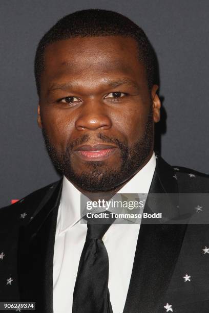 Curtis 50 CENT Jackson attends the Premiere Of STX Films' "Den Of Thieves" at Regal LA Live Stadium 14 on January 17, 2018 in Los Angeles, California.