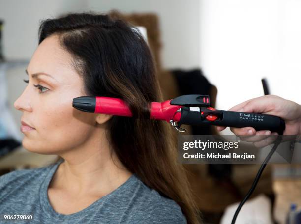 Jes Meza using FHI Heat wearing Moonstar Beauty at The Artists Project on January 17, 2018 in Los Angeles, California.