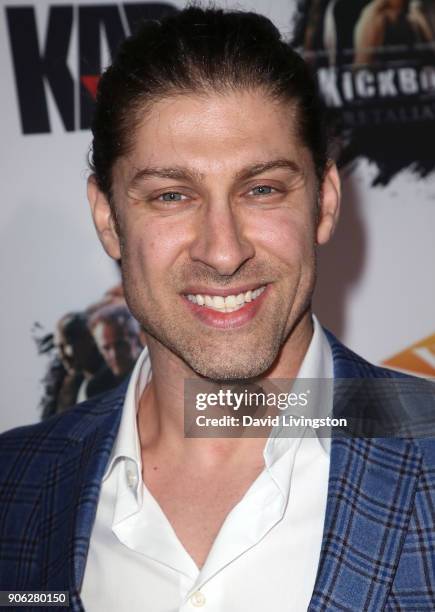 Actor Alain Moussi attends the premiere of Well Go USA Entertainment's "Kickboxer: Retaliation" at ArcLight Cinemas on January 17, 2018 in Hollywood,...