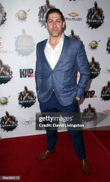 Actor Alain Moussi attends the premiere of Well Go USA Entertainment's "Kickboxer: Retaliation" at ArcLight Cinemas on January 17, 2018 in Hollywood,...