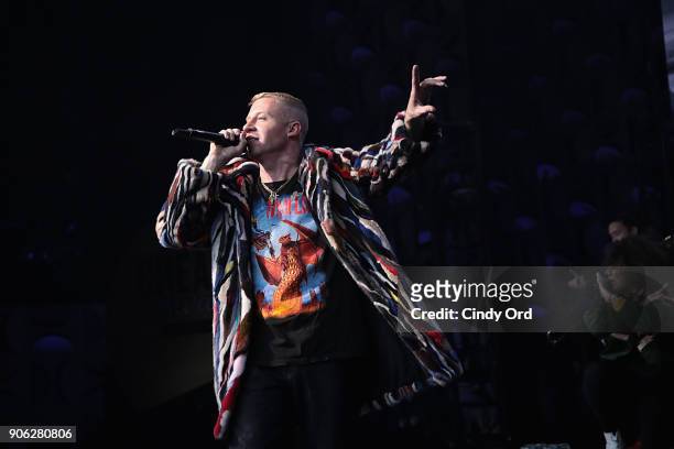 Recording Artist Macklemore appears backstage as WeWork presents Creator Awards Global Finals at the Theater At Madison Square Garden on January 17,...