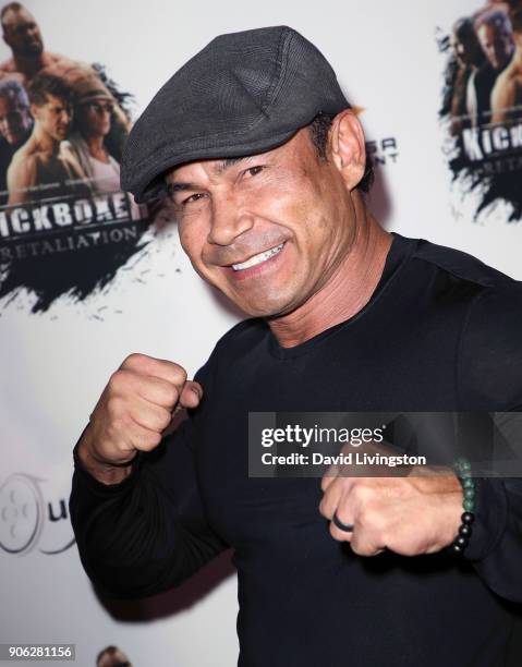 Bodybuilder Danny Hester attends the premiere of Well Go USA Entertainment's "Kickboxer: Retaliation" at ArcLight Cinemas on January 17, 2018 in...