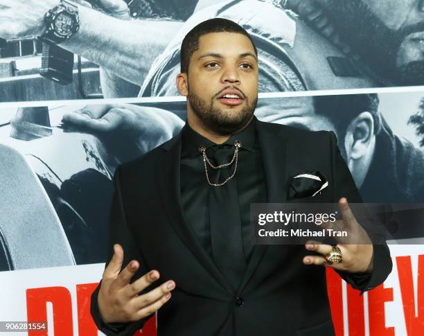 Shea Jackson Jr. Arrives to Los Angeles premiere of STX Films' "Den Of Thieves" held at Regal LA Live Stadium 14 on January 17, 2018 in Los Angeles,...