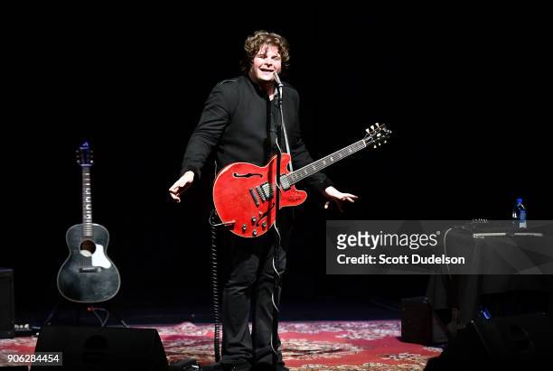 Singer JD Simo of the band SIMO performs a solo opening set for Tommy Emmanuel at Smothers Theatre on January 17, 2018 in Malibu, California.