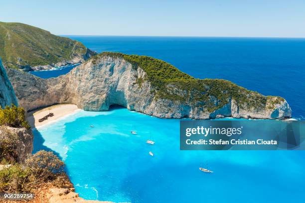 navagio beach în zakynthos greece - shipwreck stock pictures, royalty-free photos & images