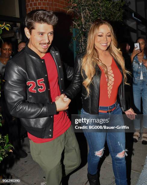 Bryan Tanaka and Mariah Carey are seen on January 17, 2018 in Los Angeles, California.