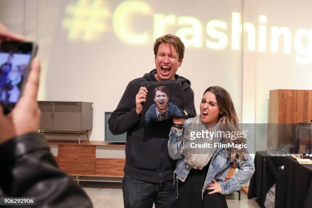 Actor Pete Holmes takes a photo with a fan during the San Francisco Season 2 Premiere of "Crashing" on January 17, 2018 in San Francisco, California.
