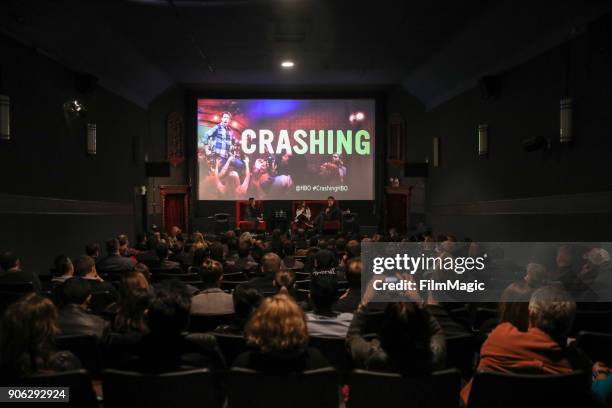 Actors Jamie Lee and Pete Holmes are interviewed onstage by AV Club Senior Editor Marah Eakin at the San Francisco Season 2 Premiere of "Crashing" on...