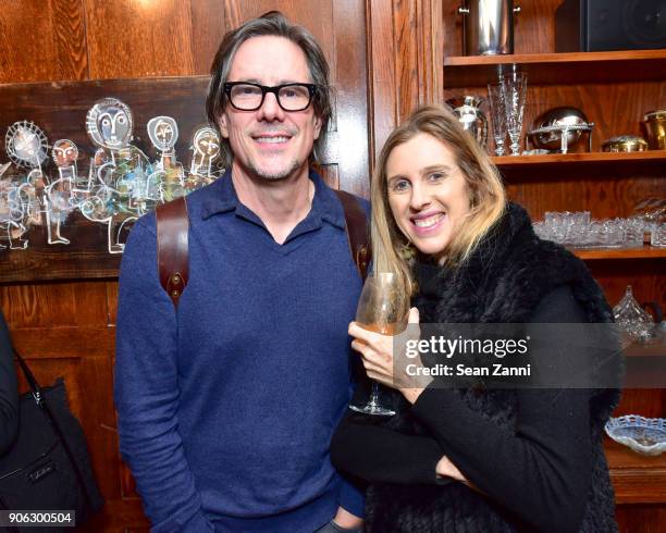 Charles Randolph and Charlotte Morgan attend publisher Henry Holt toasts Michael Wolff's "Fire and Fury" at Private Residence on January 17, 2018 in...