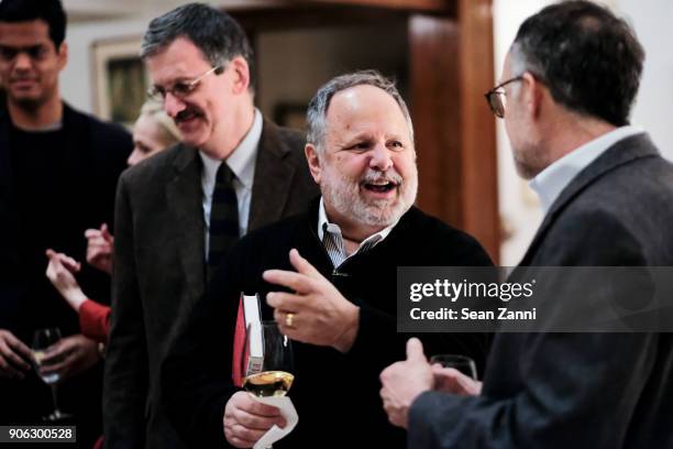 Larry Kramer and Bill Grueskin attend publisher Henry Holt toasts Michael Wolff's "Fire and Fury" at Private Residence on January 17, 2018 in New...