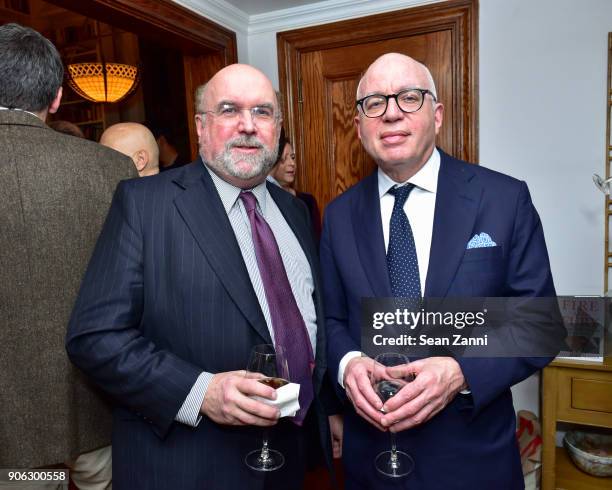 Thomas B. McGrath and Author Michael Wolff attend publisher Henry Holt toasts Michael Wolff's "Fire and Fury" at Private Residence on January 17,...